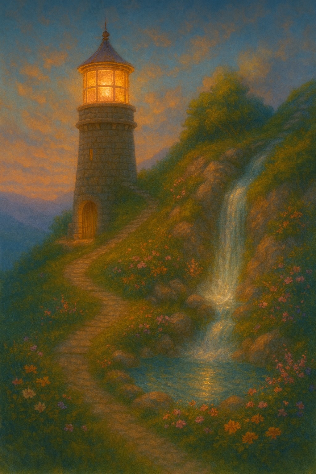 Lighthouse over Mountain Lake